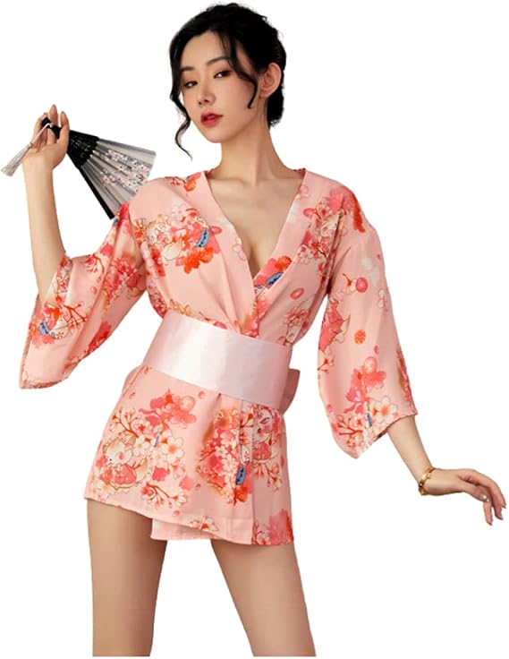 Women's Japanese Kimono Sexy Traditional Robe Lingerie Yukata Ladies Costumes Pajamas