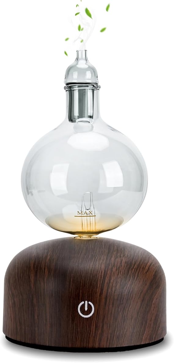 Lychee Rechargeable Waterless Essential Oil Diffuser, Aromatherapy Spray Glass Oil Diffuser, Touch Control with 2 Modes,Travel Portable,Silent Operation and Auto-Off Yellow Light for Home Office