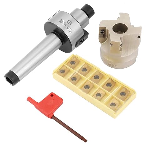 Tiiyee Face End Mill Set, MT2 FMB22 Holder Indexable 400R 50 22 CNC Cutter