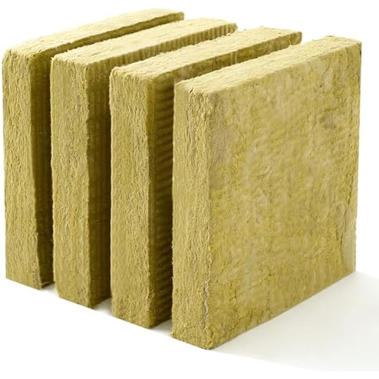 GlikCeil 4 Pcs Rockwool Mineral Wool Insulation Board Rigid Acoustic High Temperature Insulation Board, 24 x 24 x 1.6 Inch, Yellow