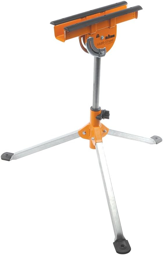 Triton MSA200 Adjustable Roller Stand for Woodworking - Heavy Duty Support Stand with 220lb Capacity, Table Saw Outfeed Roller, Swivel Head & Wide Tripod Base for Power Tools & Work Stand
