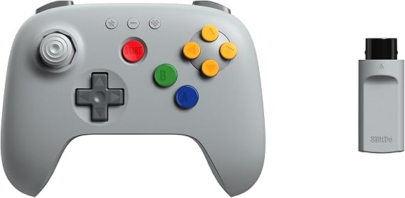8BitDo 64 2.4G Wireless Controller Original N64 Console, Analog 3D, and Windows Grey