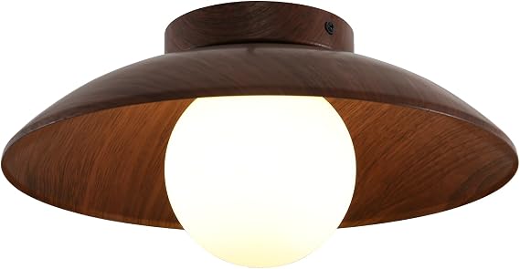 Brown Semi Flush Mount Ceiling Light Vintage Ceiling Lamp Shade