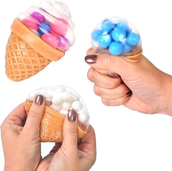 Toymendous Squishy Ice Cream, 3 Pack Stress Balls, Children Ages 3+