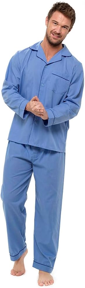 GM Apparel Mens Pyjama Set PJ Traditional Summer Pyjamas Men 2 Piece Bottoms Tops Pjs Lightweight Nightshirts