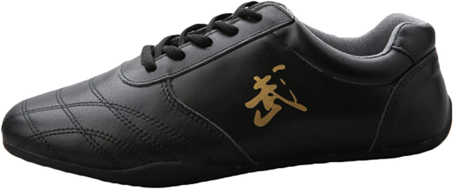 Tai Chi Kung Fu Shoes, Leather Martial Art Shoes Chinese Wushu Shaolin Trainer Wing Chun Sneakers for Men Women