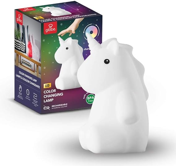 Adorable Multicolor Changing Integrated LED Rechargeable Silicone Night Light for Baby and Kids Rooms (Rylie The Unicorn)