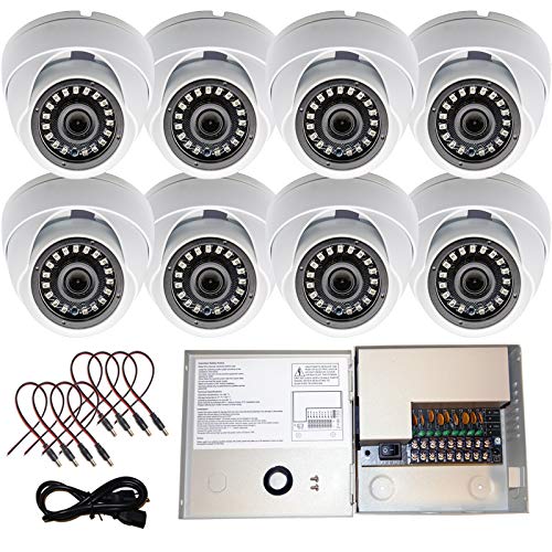Evertech 8 Pcs High Resolution DayNight Vision IndoorOutdoor 3.6mm Fixed Lens Security Surveillance Cameras with 9 Channel 5 Amper PTC Fuse CCTV Metal Power Supply Box