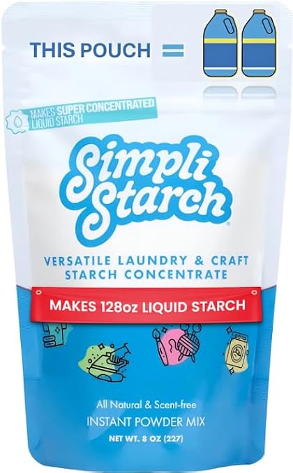 Dissolvable Liquid Starch Powder Mix. Makes 128 Oz Liquid Starch. Perfect For Stiffening Fabric, Removing Wrinkles, Laundry & Ironing. Ideal for Arts and Crafts, Paper Mache, Playdough (1 Pack)