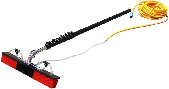 Solar Panel Cleaning Kit Water Fed, Water Fed Brush Free Positioning Height, Solar Panel Cleaning Rotating Brush and Pole Kit Perfect for Cleaning Photovoltaic and Solar Panels.