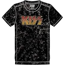 KISS T Shirt Classic Band Logo Official Mens Black Snow Wash Size L