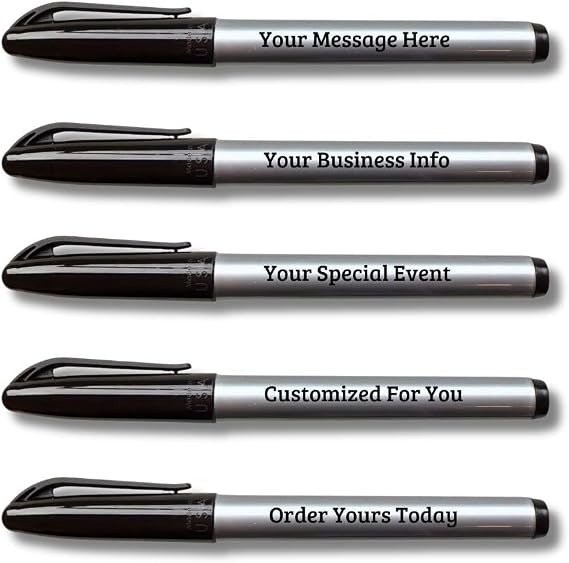 RevMark Customized Permanent Marker, USA Made, industrial quality, durable tip - personalized for business, construction company, trade show, woodworking, advertising/promotions (Black, 100 Markers)