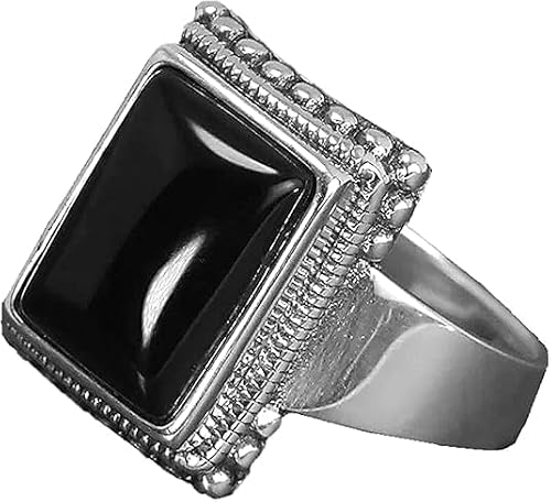 Lucifer Morningstar Black Onyx Ring 925 Sterling Silver Rectangle Ring
