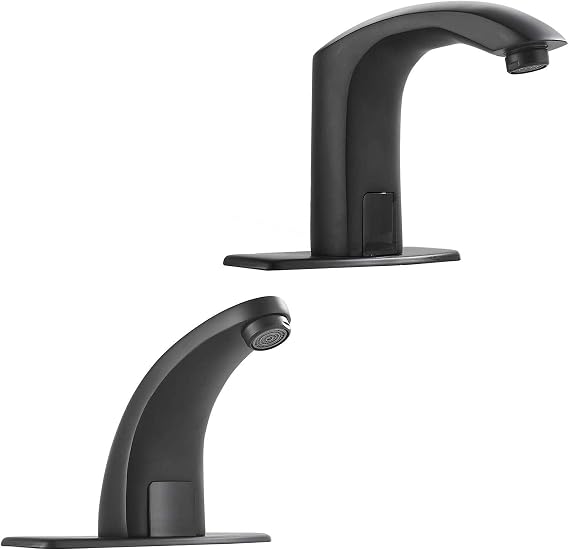 Automatic Bathroom Faucet Black Touchless Solid Brass Motion Activated Bath Tub Lavatory Basin Sink Vanity Aerator One Hole Brass Mixer Tap Touch-Free