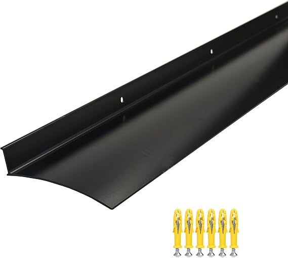 Aluminum Overhead Rain Drip Cap Guard for Exterior Door and Window Top,43.3” Drip Edge Flashing, Deflectord,Diverter, Anodized 1PCS Black