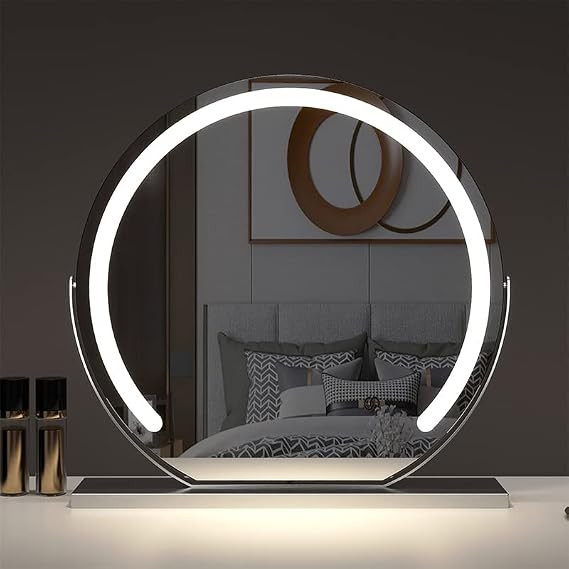 Vanity Mirror with Lights, LED Plug-in Makeup Mirror 3 Color Lighting Modes 360 Rotation Smart Touch, Suitable for Home and Hair Salon,Silver,50CM/19.7''