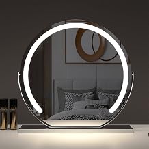 Vanity Mirror with Lights, LED Plug-in Makeup Mirror 3 Color Lighting Modes 360 Rotation Smart Touch, Suitable for Home and Hair Salon,Silver,40CM/15.7''