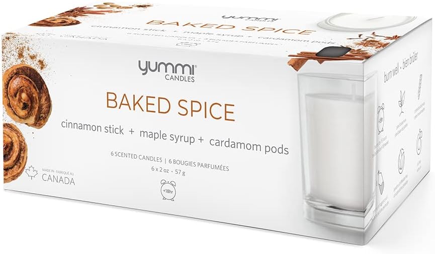 Yummi Scented Votive Candles Jars - Baked Spice - 6 per pack