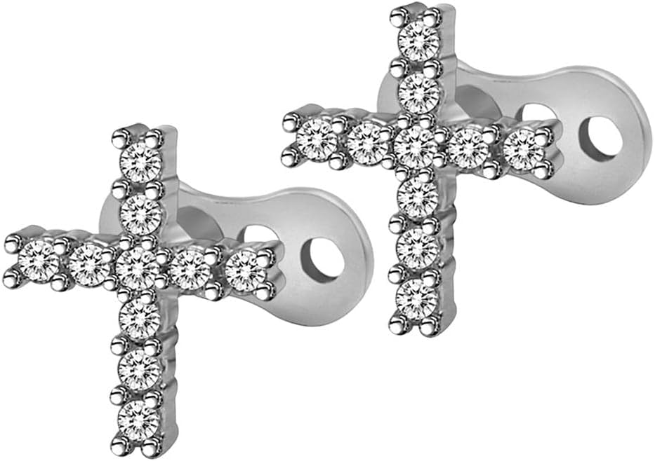 TOOYFUL 16G Titanium Internally Threaded Prong Set Dermal Anchor Surface, Cross