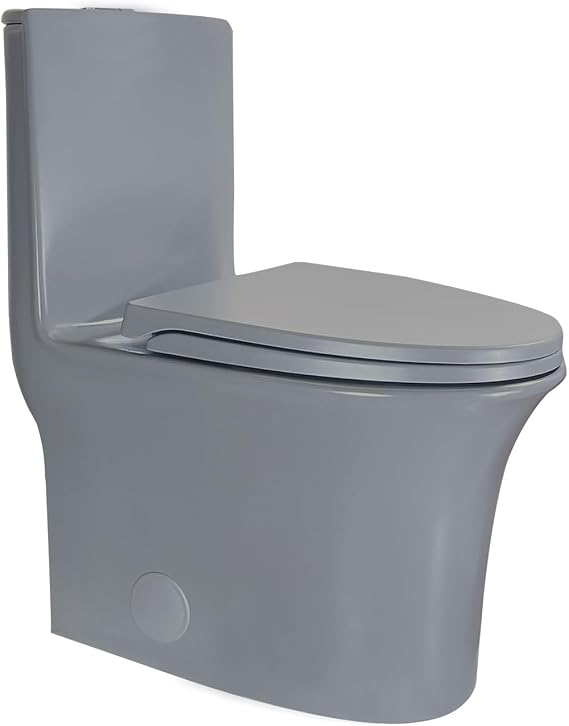 WinZo WZ5020GR Modern One Piece Toilet Dual Flush 1.1/1.6 GPF Elongated 17" Comfortable Seat Height,Matte Grey