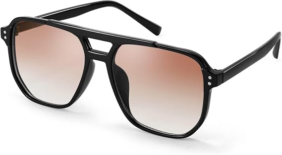 FEISEDY Retro Square Sunglasses for Women and Men ‘70s Vintage Trendy Glasses Classic with Double Bridge UV400 Protection B2835