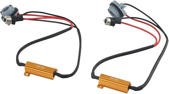 2pcs BA15S 1156 LED Bulb OBC Error Canceller Decoder with 50W Load Resistor for Canbus Systems, Fog Lights, and Rear Lights to Fix Hyper Flash