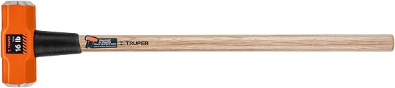 Truper 16 lb Octagonal Sledgehammer, Forged Steel Head, 36-Inch American Hickory Wood Handle, Heavy-Duty Demolition and Construction Tool (Model MD-16M / 16515)