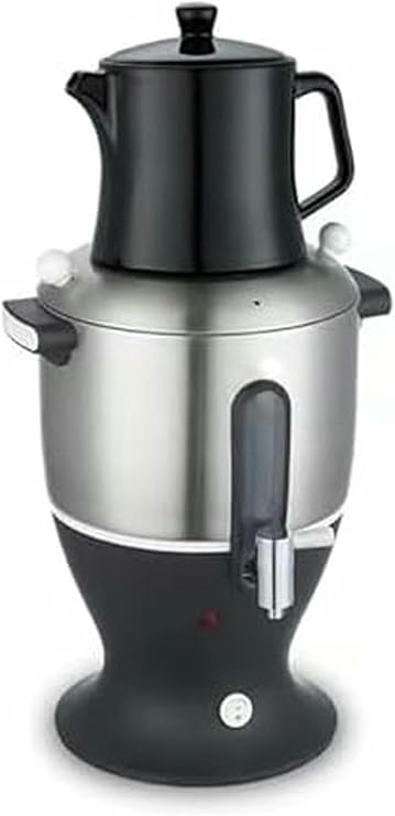Electric Turkish Tea Maker,Stainless Steel,Double Pot Kettle,with Keep Warm Function,Automatic Shut Off,Easy to Use,for Home (White)