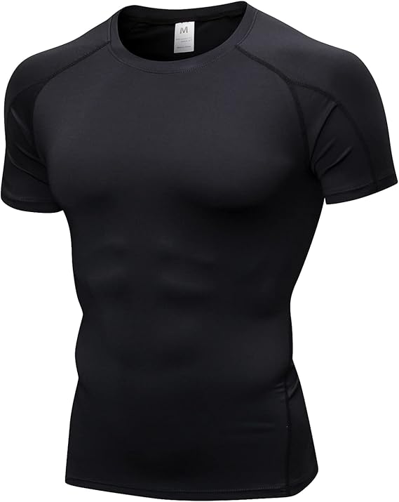 Compression Tops for Men Short Sleeve Mens Compression Shirts Quick-Drying Base Layer Shirts Gym Top Running T-Shirts for Sports Fitness Workout Cycling Training