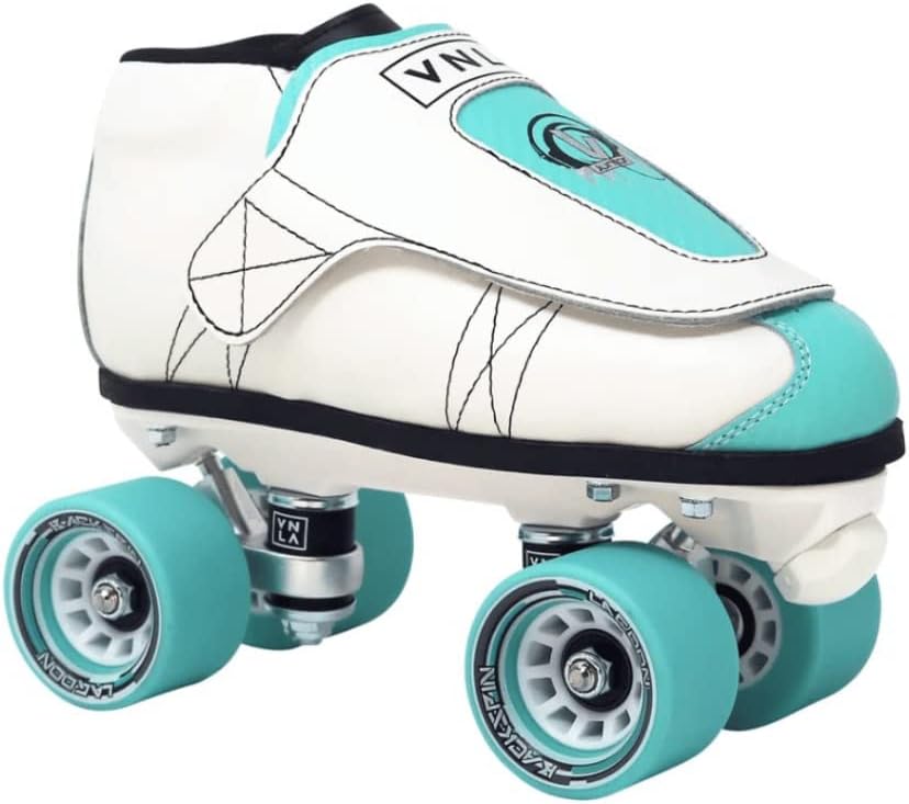 VNLA Jade Jam Roller Skates – Indoor Jam & Rhythm Skates with Leather Boot - Backspin 62mm 92A Wheels - Vanilla Gorilla Plate - ABEC-9 Bearings