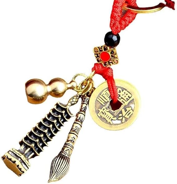 Generic Good Luck Charms, Lucky Coins for Women Men Good Luck Gifts for Him Her To get accepted to dream school. Key chain pendant , Gold, Red