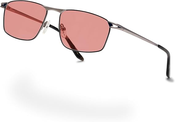 BRADDELL FL-41 Rose Tinted Blue Light Glasses for Migraine Light Sensitivity, Concussion and Fluorescent LED Glare (Office Work)