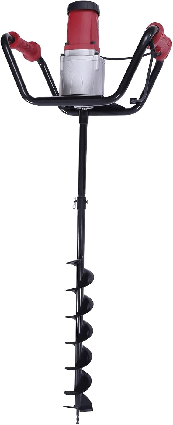 Electric Hand-Held Post Hole Digger Earth Auger, 1.6HP 110V Earth Auger Digging Drill, 1500W 200RPM Electric Hole Digger with 4in Drill Bit & Extension Bar, for Farm/Yard/Garden