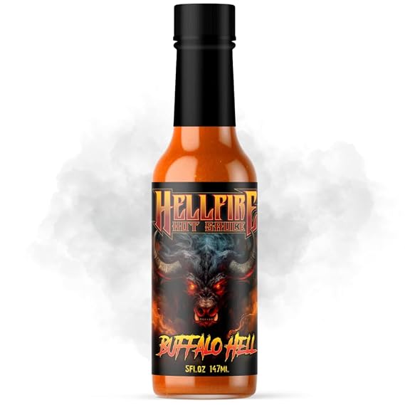 World's Best New Buffalo Hot Sauce! Golden Chile Winner Best Product for 2025! Hellfire Buffalo Hell - Made with Real Butter & Honey. Carolina Reapers bring the Heat! Spicy Wing Sauce, Award Winning Heat for Wings, Burgers, Pizza, Sandwiches, and Dips