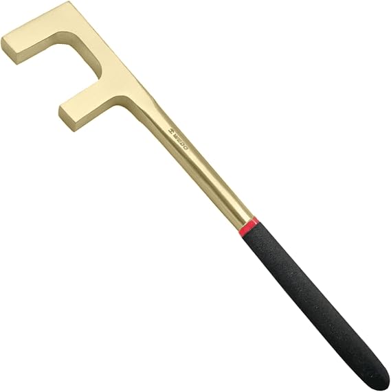 WEDO Non-Sparking Valve Handle Wrench F Type with Plastic Handle, Spark-free Safety Spanner,Aluminum Bronze,DIN Standard, BAM & FM Certificate,1.37Inch,35mm Width