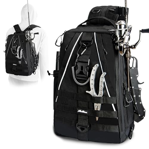 Fishing Backpack Tackle Bag, Fishing Tackle Backpack with Rod Holder