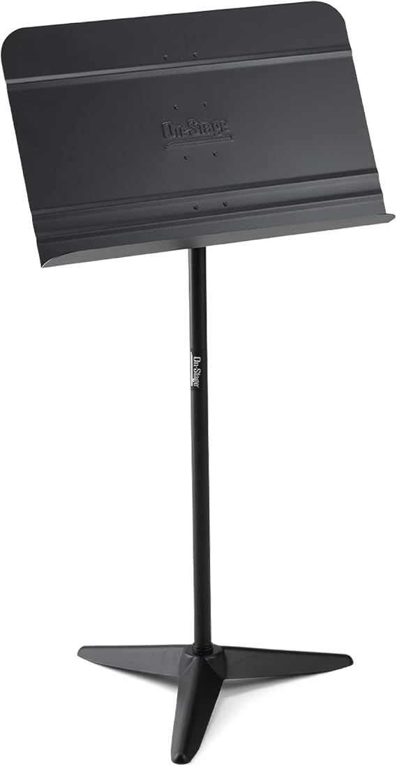 On-Stage SM7711B Orchestra Music Stand (Professional Orchestral Setup for Sheet Music Pages, Scores, and Books, Adjustable Height and Angle, 8 lb Capacity, Cart Compatible, Steel and Aluminum, Black)