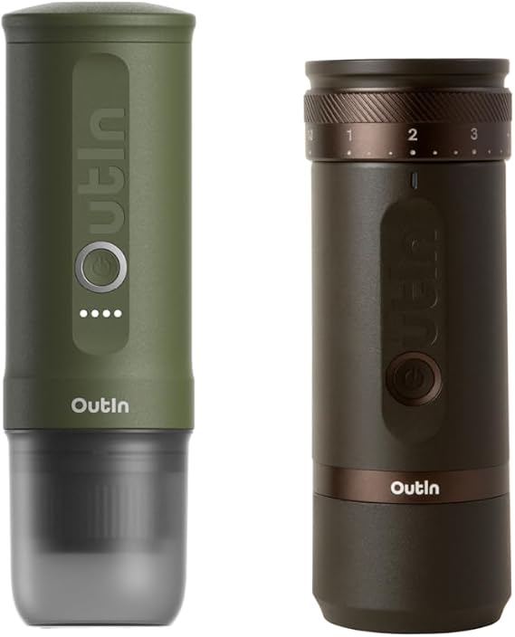 OutIn Nano Fino Portable Espresso Machine Portable Electric Coffee Grinder Set