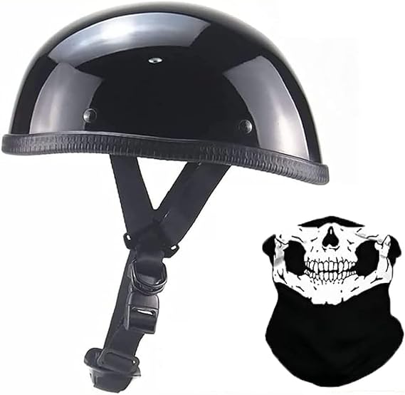 Ultra-Thin Low Profile Skull Cap Helmets, DOT Approved Beanie Cool Helmet German Motorcycle Half Helmet, Half Shell Small Helmet for Adult Men Women Vespa Chopper Scooter Moped