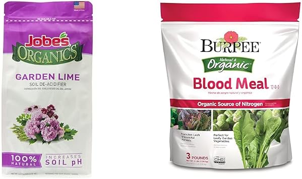 Jobe's 6 lb Lime Soil De-Acidifier and Burpee 3 lb Blood Meal Fertilizer Bundle for Soil Health Improvement