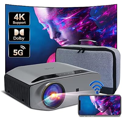 5G WiFi Home Theater Projector 4k Supported, Artlii Energon2 Outdoor Bluetooth Projector, Dolby Audio, Wireless & Wired Mirroring, FHD Native 1080P Movie Projector Compatible W TV Stick, iOS, Android