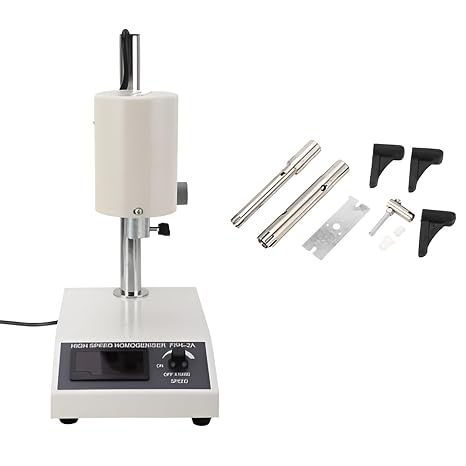 Laboratory Homogenizer, High Speed Lab Disperser & Emulsifier with 2 Homogenizing Heads, Adjustable Digital Mixer for Powder Mixing, Sample