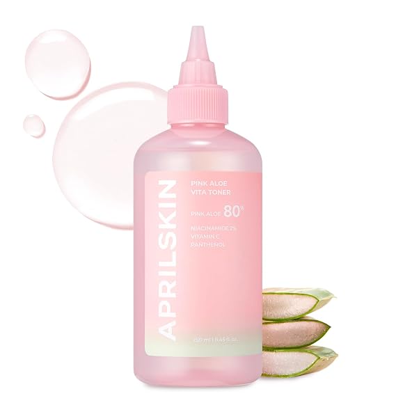 APRILSKIN Pink Aloe Vita Toner | Hydrating Toner with 80% Pink Aloe Water - Redness & Sebum Care, 8.45 fl. oz.