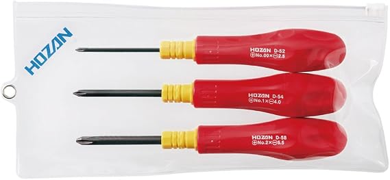 Hozan D-44 Replacement Screwdriver Set, Perfect for Car Tools, Value Set of 3, Chuck Case Included