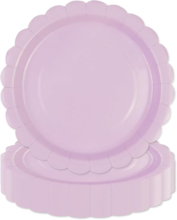 Pack of 50 purple paper plates 18 cm dessert plates disposable tableware table decorations party tableware for wedding garden birthday party