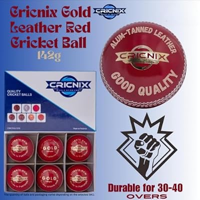 Gold Cricket Ball - 5oz Leather Ball for Cricket Net | Red Ball for Junior Sport Game