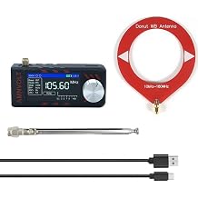 Mini SI4732 Digital Radio for ESP32-S3 Control 1.9 Inch IPS Display AM FM LSB USB Full Band Radio with Hi-Z Circuit and Telescopic Antenna (Red)