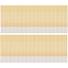 Test Needle 100 Pcs P100-B1 Spring Test Probe Pogo Pin Test Tools Dia 1.36mm Length 33.35mm Round Head Pin for Printed Circuit Board, Gold+silver