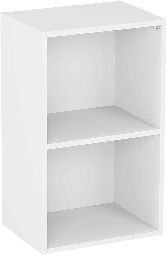 Vida Designs Oxford 2 Tier Cube Bookcase, White Wooden Shelving Display Storage Unit Office Living Room Furniture
