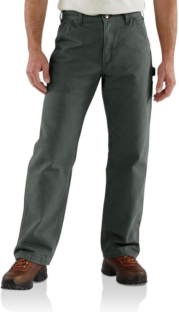 Carhartt Men's B111 Loose Straight Washed Duck Lined Dungaree 42W x 32L Moss